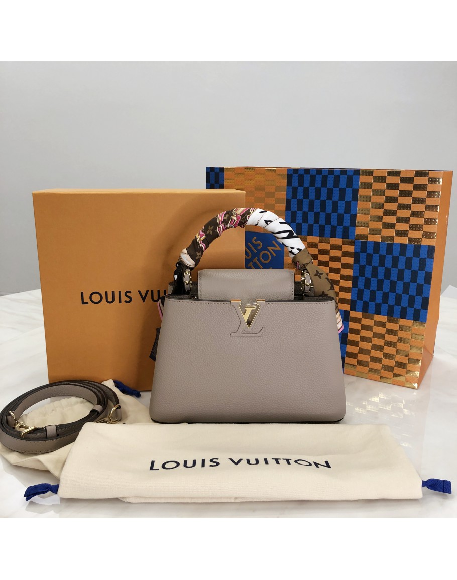LOUIS VUITTON Capucines PM Taurillon Leather Shoulder Bag Galet-US