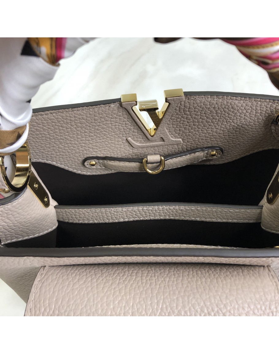 LOUIS VUITTON Capucines BB Taurillon Leather in Galet - GHW