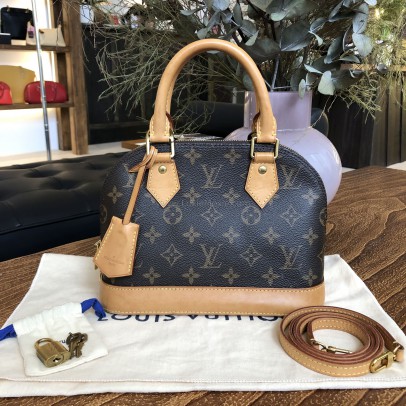 LOUIS VUITTON Monogram Alma BB Handbag with Shoulder Strap - GHW (Year 2016)