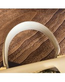 SALVATORE FERRAGAMO Small Gancini Kelly Handbag with Shoulder Strap in Beige Box Calf Leather – GHW