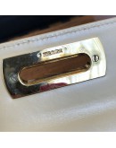 SALVATORE FERRAGAMO Small Gancini Kelly Handbag with Shoulder Strap in Beige Box Calf Leather – GHW
