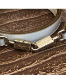 SALVATORE FERRAGAMO Small Gancini Kelly Handbag with Shoulder Strap in Beige Box Calf Leather – GHW