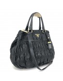 PRADA Nappa Gaufre Nero Black Lambskin Tote Bag with Shoulder Strap - GHW