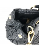 PRADA Nappa Gaufre Nero Black Lambskin Tote Bag with Shoulder Strap - GHW