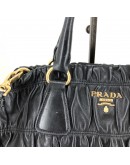 PRADA Nappa Gaufre Nero Black Lambskin Tote Bag with Shoulder Strap - GHW