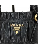 PRADA Nappa Gaufre Nero Black Lambskin Tote Bag with Shoulder Strap - GHW