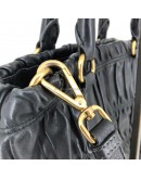 PRADA Nappa Gaufre Nero Black Lambskin Tote Bag with Shoulder Strap - GHW