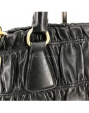 PRADA Nappa Gaufre Nero Black Lambskin Tote Bag with Shoulder Strap - GHW