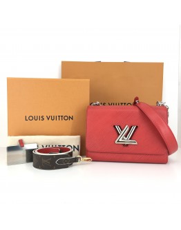 LOUIS VUITTON Twist MM Crossbody Bag in Red (Coquelicot) Epi Leather with extra Shoulder Strap - SHW