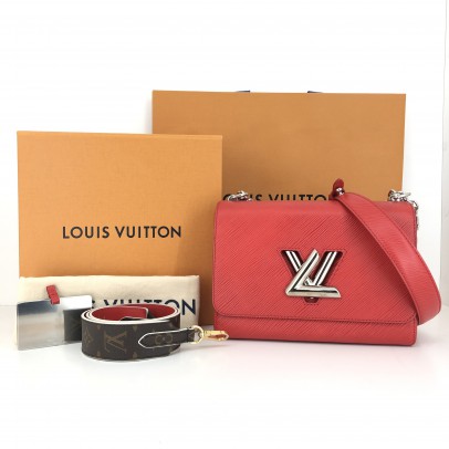 LOUIS VUITTON Twist MM Crossbody Bag in Red (Coquelicot) Epi Leather with extra Shoulder Strap - SHW