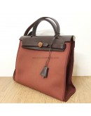 HERMES Herbag PM 31 Maroon Canvas with Dark Brown Calfskin Leather & PHW – Shoulder Bag Type (Stamp Square R – Year 2014)