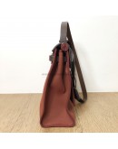 HERMES Herbag PM 31 Maroon Canvas with Dark Brown Calfskin Leather & PHW – Shoulder Bag Type (Stamp Square R – Year 2014)