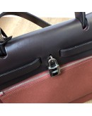 HERMES Herbag PM 31 Maroon Canvas with Dark Brown Calfskin Leather & PHW – Shoulder Bag Type (Stamp Square R – Year 2014)