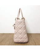 CHRISTIAN DIOR Medium Lady Dior Handbag with Shoulder Strap in Light Pink Cannage Lambskin – GHW