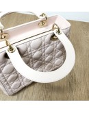 CHRISTIAN DIOR Medium Lady Dior Handbag with Shoulder Strap in Light Pink Cannage Lambskin – GHW