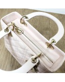 CHRISTIAN DIOR Medium Lady Dior Handbag with Shoulder Strap in Light Pink Cannage Lambskin – GHW