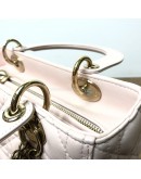 CHRISTIAN DIOR Medium Lady Dior Handbag with Shoulder Strap in Light Pink Cannage Lambskin – GHW