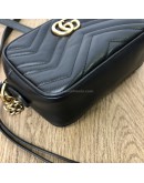 GUCCI GG Marmont Mini Camera Bag in Black Matelasse Chevron Leather – GHW