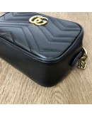 GUCCI GG Marmont Mini Camera Bag in Black Matelasse Chevron Leather – GHW