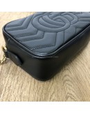 GUCCI GG Marmont Mini Camera Bag in Black Matelasse Chevron Leather – GHW