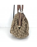 GUCCI GG Canvas in Brown Leather Shoulder Tote Bag with Shoulder Strap - GHW