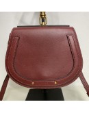 CHLOE Small Nile Bracelet Bag in Maroon Calfskin Leather with Shoulder Bag – Aged Gold Hardware