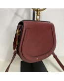 CHLOE Small Nile Bracelet Bag in Maroon Calfskin Leather with Shoulder Bag – Aged Gold Hardware