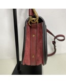 CHLOE Small Nile Bracelet Bag in Maroon Calfskin Leather with Shoulder Bag – Aged Gold Hardware