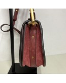 CHLOE Small Nile Bracelet Bag in Maroon Calfskin Leather with Shoulder Bag – Aged Gold Hardware