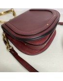CHLOE Small Nile Bracelet Bag in Maroon Calfskin Leather with Shoulder Bag – Aged Gold Hardware