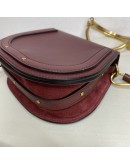 CHLOE Small Nile Bracelet Bag in Maroon Calfskin Leather with Shoulder Bag – Aged Gold Hardware