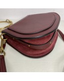 CHLOE Small Nile Bracelet Bag in Maroon Calfskin Leather with Shoulder Bag – Aged Gold Hardware