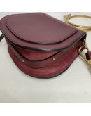 CHLOE Small Nile Bracelet Bag in Maroon Calfskin Leather with Shoulder Bag – Aged Gold Hardware