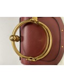 CHLOE Small Nile Bracelet Bag in Maroon Calfskin Leather with Shoulder Bag – Aged Gold Hardware