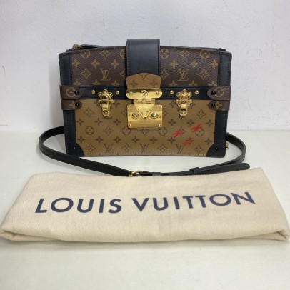 LOUIS VUITTON Reverse Monogram Trunk Clutch on Chain with Shoulder Chian – GHW (Microchip)