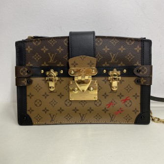 LOUIS VUITTON Reverse Monogram Trunk Clutch on Chain with Shoulder Chian – GHW (Microchip)