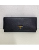 PRADA Bifold Long Wallet in Black Saffiano Leather – GHW
