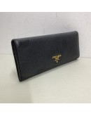 PRADA Bifold Long Wallet in Black Saffiano Leather – GHW
