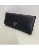 PRADA Bifold Long Wallet in Black Saffiano Leather – GHW