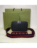 GUCCI Black GG Supreme Crossbody Bag with Web Shoulder Strap – SHW
