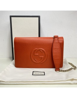 GUCCI Soho Wallet on Chain (WOC) in Orange Calfskin – GHW