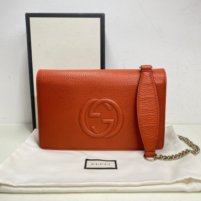 GUCCI Soho Wallet on Chain (WOC) in Orange Calfskin – GHW