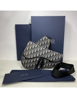 CHRISTIAN DIOR Blue Oblique Saddle Belt Bag – SHW (Receipt Year 2024)