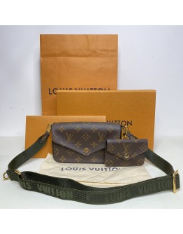 LOUIS VUITTON Monogram Felicie Strap & Go Pochette with Khaki Shoulder Strap – GHW (Year 2021)