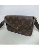LOUIS VUITTON Monogram Felicie Strap & Go Pochette with Khaki Shoulder Strap – GHW (Year 2021)