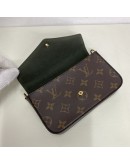 LOUIS VUITTON Monogram Felicie Strap & Go Pochette with Khaki Shoulder Strap – GHW (Year 2021)