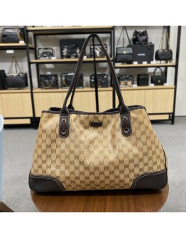 GUCCI GG Canvas Princy Large Shoulder Tote Bag in Brown
