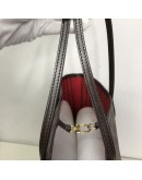 LOUIS VUITTON Damier Ebene Neverfull MM Tote Bag in Red Inner Lining – GHW (Year 2012)