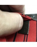LOUIS VUITTON Damier Ebene Neverfull MM Tote Bag in Red Inner Lining – GHW (Year 2012)