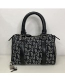 CHRISTIAN DIOR Black Trotter Canvas Mini Boston Bag 20 – SHW